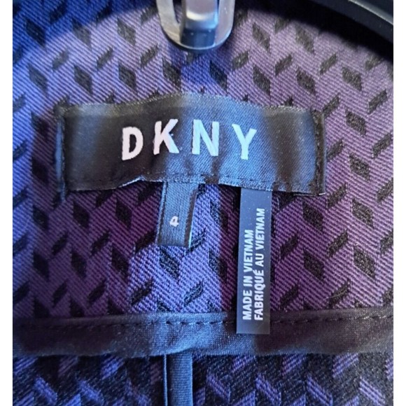 DKNY Women's Deep Blue w/ Black Patern Zip-Front Peplum Blazer Sz 4 - Picture 5 of 7